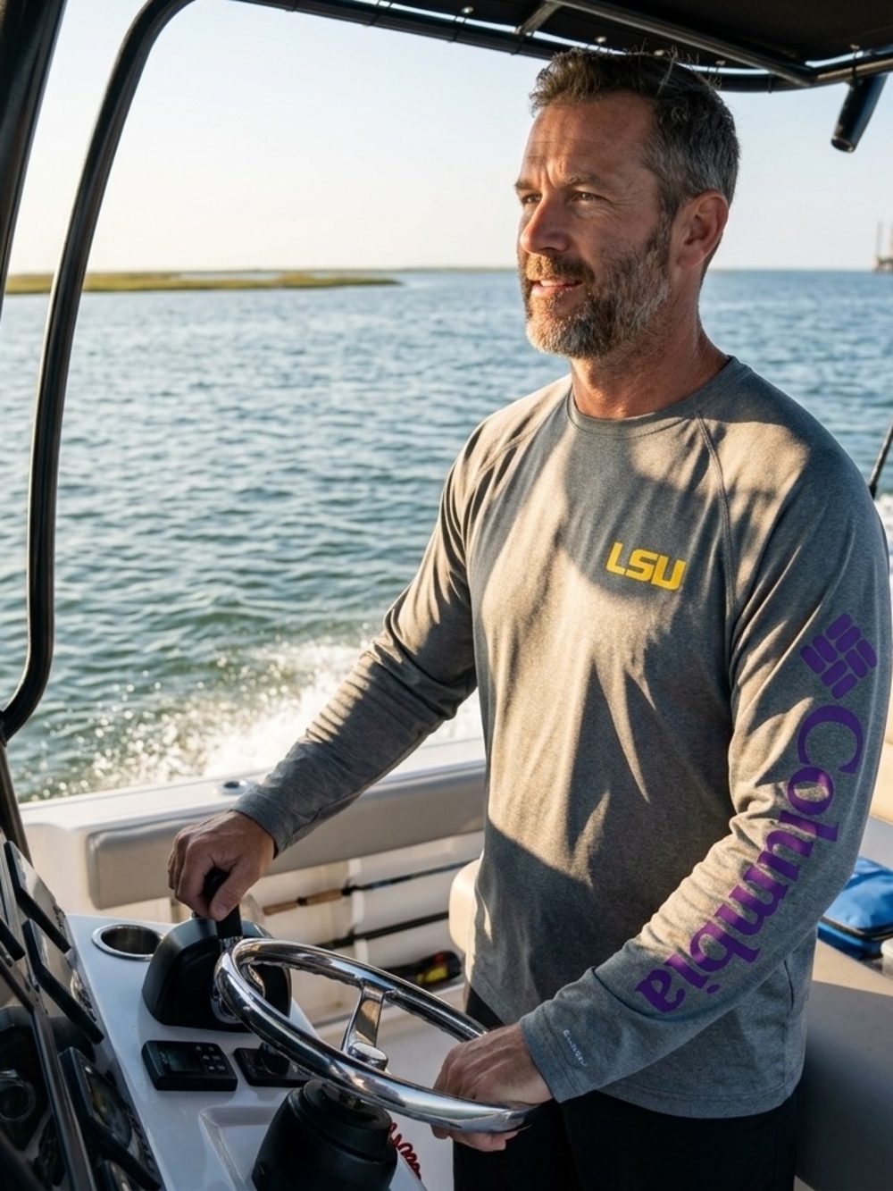 Columbia PFG LSU Tigers Terminal Tackle Long Sleeve Fishing Shirt Size XL